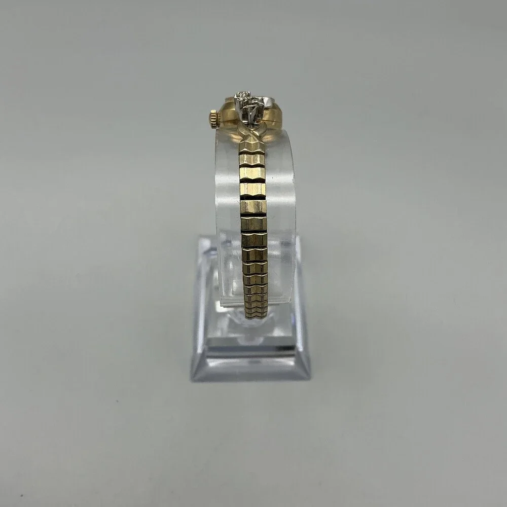 Vintage Bulova La Petite OV 23 Watch Womens 13mm 14K Gold Diamond Manual Wind